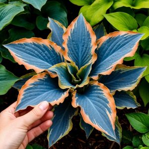 Хоста Океан Вью купить по цене от 960р. в интернет-магазине «Посадика» с доставкой почтой в в Усть-Лабинске и по всей России – [изображение №1].